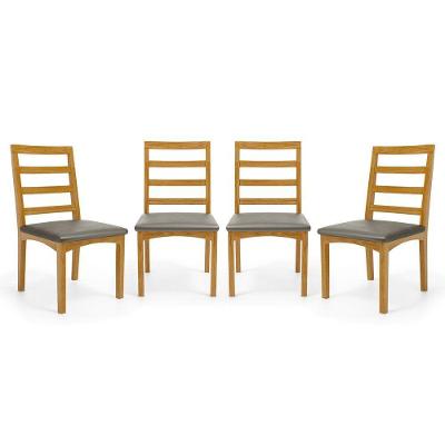 Kit Com 4 Cadeiras Cecília Madeira Maciça Assentos Estofados Para Mesa De Jantar Veludo Chumbo 109
