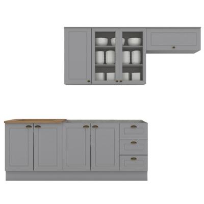 Cozinha Modulada 5 Pecas 280cm Ce379 Americana Cinza Nature Henn Cinza Nature