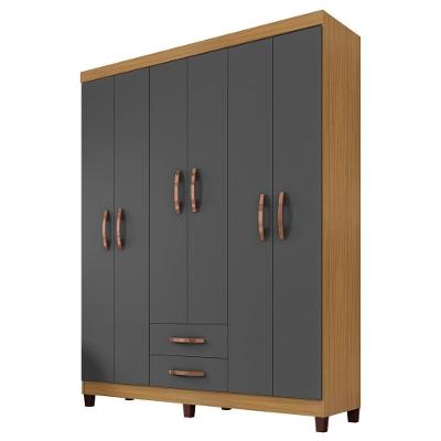 Guarda Roupa Casal 6p 2g Moden 150 Cm 3562 Carvalho Am Grafite Incp Carvalho Am Grafite