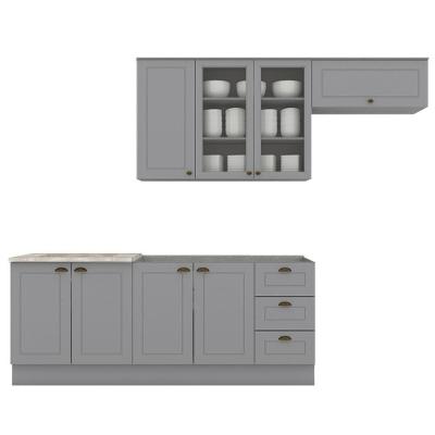 Cozinha Modulada 5 Pecas 280 Cm Ce379 Americana Cinza Calcare Henn Cinza Calcare