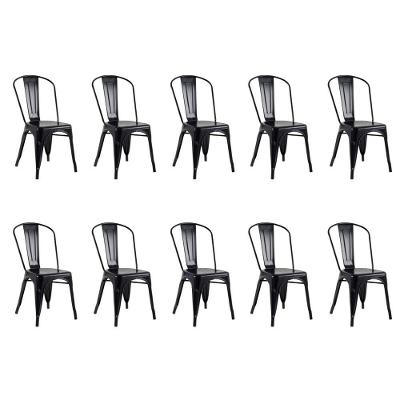 Kit 10 Cadeiras Banqueta Oficial Iron Tolix Preto