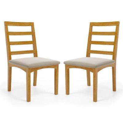 Kit Com 2 Cadeira Cecília Encosto E Pés De Madeira Maciça Assento Estofada Para Mesa De Jantar Veludo Bege 102