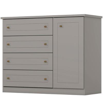 Comoda 1 Porta 4 Gavetas 126 Cm Americana Cinza Henn Cinza