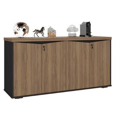 Balcão Para Escritório Com Chave 148cm Corp A06 Nogal-preto - Mpozenato