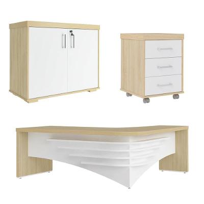 Conjunto Escritório Home Office 3 Peças Mesa Em L Corp A06 Carvalho-branco - Mpozenato