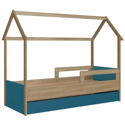 Cama Infantil Casinha Com Auxiliar Infix C06 Aveiro-azul - Mpozenato