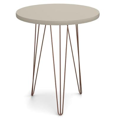Mesa Lateral Redonda Base Aço Evolution Off White - Patrimar