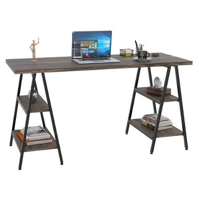 Mesa Escrivaninha Cavalete 150cm Estilo Industrial Prisma C08 Carvalho Dark-preto - Mpozenato