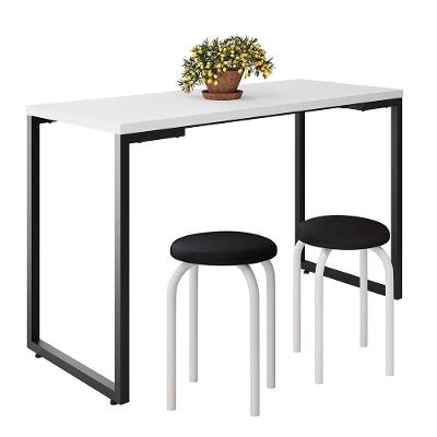 Mesa De Cozinha Bistrô Porto Branco 120cm Com 2 Banquetas Industriais Maviê Preto-branco - Mpozenato