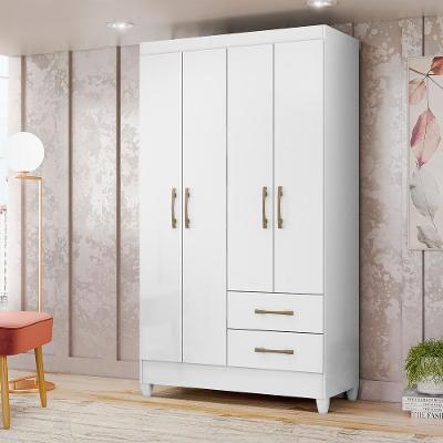 Guarda-roupa 4 Portas 2 Gavetas Chile Branco Moval Branco