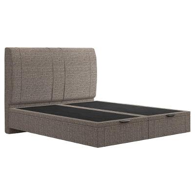 Cama Queen Flutuante Baú Cabeceira 160cm Fly S05 Linho Marrom - Mpozenato