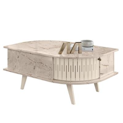 Mesa De Centro Moderna Para Sala 90cm Indy M01 Calacata-off White - Mpozenato