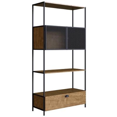 Estante Livreiro 2 Portas 1 Gaveta Estilo Industrial York Vermont-preto - Artesano