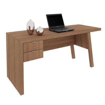 Mesa Para Escritório Com 02 Gavetas Me4122 Amêndoa - Tecno Mobili