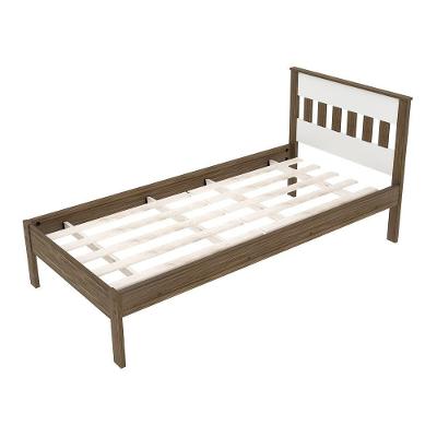 Cama De Solteiro Madeira Cm8006 Nogal-branco - Tecno Mobili