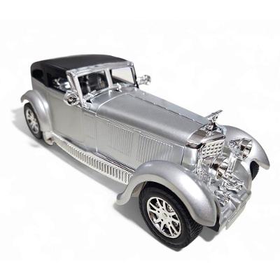 Carrinho Miniatura Antigo Clássico Fricção Colecionável 24cm Prata Jr0868