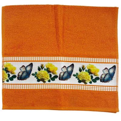 Toalha De Rostotransfer Felpuda Floral 42cm X 72cm Savitex Laranja