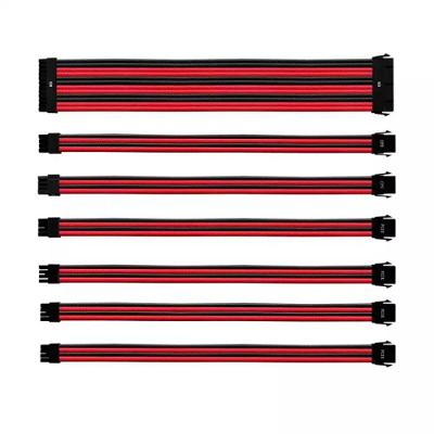 Kit De Cabo Extensor Sleeved Para Fonte Cooler Master Vermelho/preto Rdbk Gl Pvc 30 Cm 7 Cabos - Cma