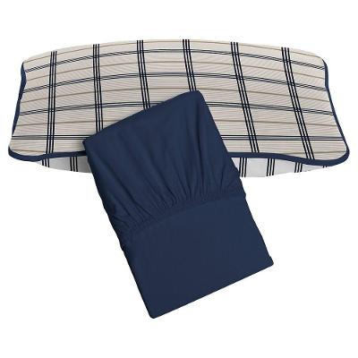 Jogo De Cama Tecebem Solteiro King Malha 100% Algodão Otto 2 Peças Premium Marinho