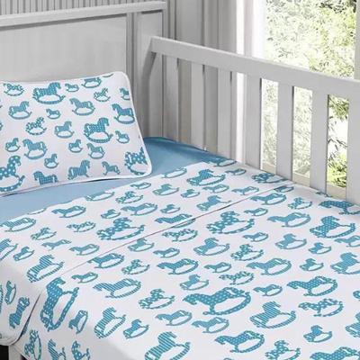 Jogo De Cama Tecebem Malha Mini Cama(montessoriana)sucesso 3 Peças Azul