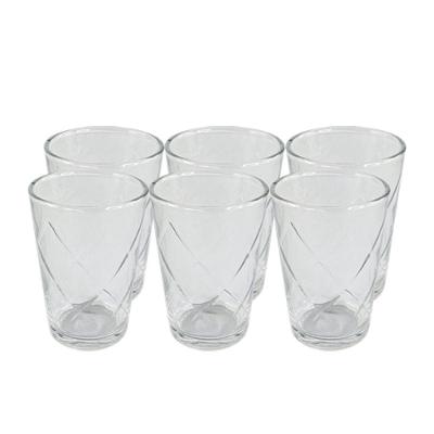 Conjunto 6 Copos Vidro Transparente Sofisticados Resistentes Jantares Festas Restaurante Suco água Capacidade 200 Ml
