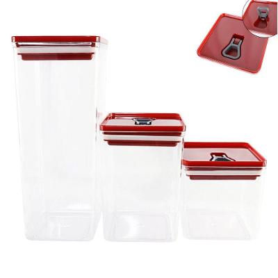 Kit Organizador Hermético Dubai Com 3 Potes Praticidade E Organização Para Sua Cozinha Vermelho