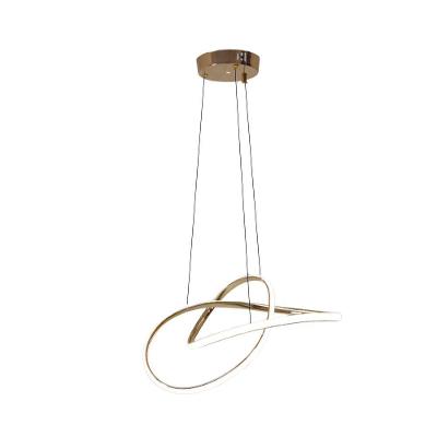 Luminaria Lustre Pendente De Led Para Sala De Estar Com Regulagem Bivolt 3 Cores Em 1 Waves Dourada Dourada