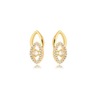 Brinco Olho Grego Cravejado Banhado A Ouro 18k