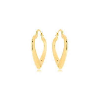 Brinco Argola Coração Oco Liso Banhado A Ouro 18k