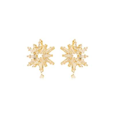 Brinco Sol Brilhante Banhado A Ouro 18k