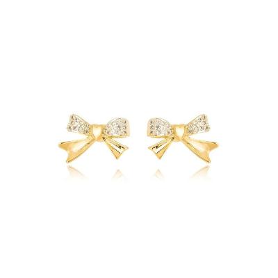 Brinco Laço Minimalista Banhado A Ouro 18k