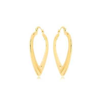 Brinco Argola Coração Oco Liso Banhado A Ouro 18k