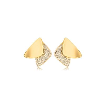 Brinco Elegante Feminino Cravejado Banhado A Ouro 18k