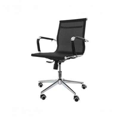 Cadeira De Escritório Diretor Secretária Baixa Confortável Charles Eames Eiffel Tela Mesh Para 120 Kg Mesh Preto