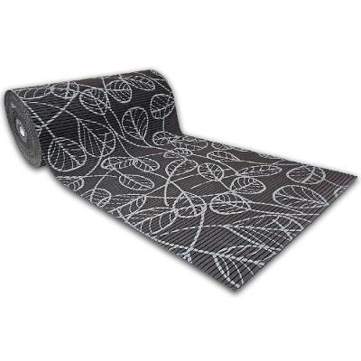 Tapete Passadeira Capacho Emborrachada Antiderrapante 0,65x1,00 Folhas Preto E Cinza
