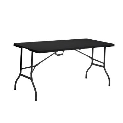 Mesa Dobrável De Plástico Portátil Com Alça Leve Para Camping Praia Churrasco 152x70cm Preta