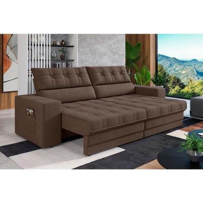 Sofá Oscar Plus 2,06m Retrátil/reclinável Suede Marrom - Xflex