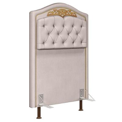 Cabeceira Cama Box Solteiro 90cm Com Tachas Imperial Veludo J02 Bege - Mpozenato