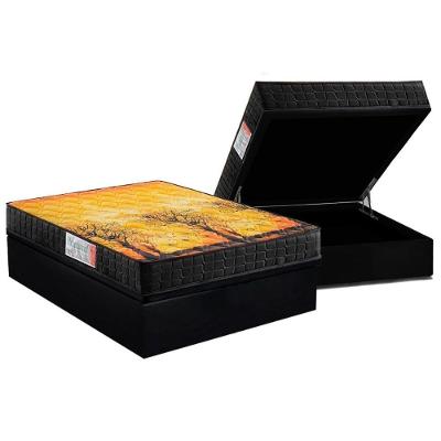Conjunto Box Baú Casal Colchão Espuma D Angelis Anjos D28 - Ag65 Pantanal Black + Base Crc Suede Black (138x188)