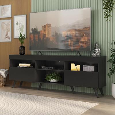 Rack Tv Até 65 Polegadas Com Pés Retrô Multimóveis Mp1091 Preto Preto