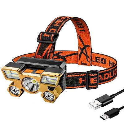 Lanterna De Cabeça 5 Led's Super Forte Recarregável Resistente A Água Carregamento Via Usb