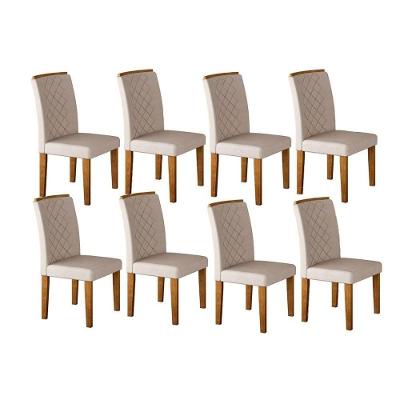Cadeira Sala de Jantar Jade Kit 8 Un Imbuia/Veludo Creme - Rufato