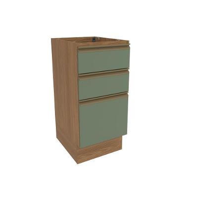 Balcão 3 Gavetas Kappesberg Celeste 100% Mdf Nogueira-verde Oliva 40cm