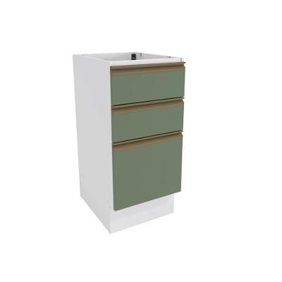 Balcão 3 Gavetas Kappesberg Celeste 100% Mdf Branco-verde Oliva 40cm