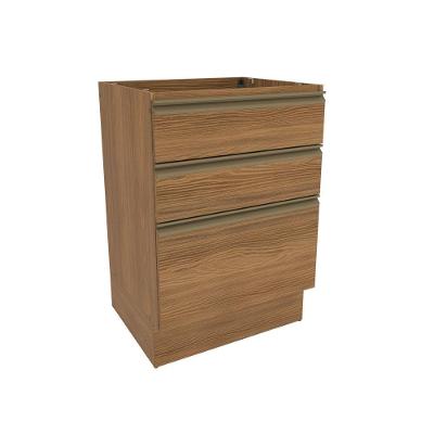 Balcão 3 Gavetas Kappesberg Celeste 100% Mdf Nogueira 60cm