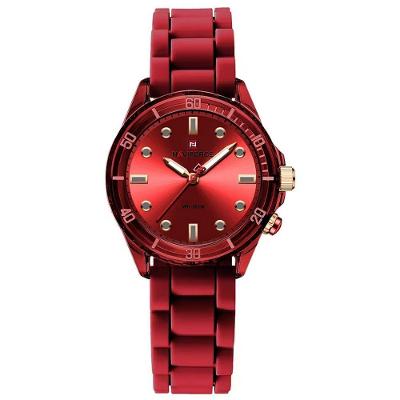 Relógio De Quartzo Feminino Design Casual Pulseira De Silicone 5atm à Prova D´agua Vermelho