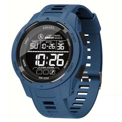 Relógio Esportivo Multifuncional Display Led Com Pulseira Tpu à Prova D'água Azul