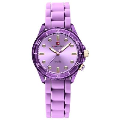 Relógio De Quartzo Feminino Design Casual Pulseira De Silicone 5atm à Prova D´agua Lilas