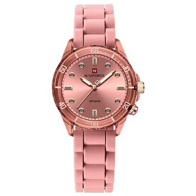 Relógio De Quartzo Feminino Design Casual Pulseira De Silicone 5atm à Prova D´agua Rosa