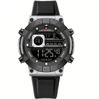 Relógio Esportivo Digital Masculino Pulseira De Silicone Texturizada Impermeavel Prata Preto